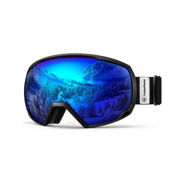 OutdoorMaster Lunettes de Ski OTG - Noir - Lentille Bleue