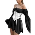 thumbnail image 3 of Kmbangi Women Waist Corset Solid Color Lacing Cincher with Chest Support, 3 of 10