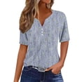 thumbnail image 2 of Blouse à Manches Courtes Imprimée pour Femmes, Col Rond, Hauts Décontractés, 2 of 4