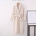 thumbnail image 2 of Timegard Bathrobe for Women Fuzzy Button down V Neck Robe Fleece Warm Long Sleeve Pajamas with Pockets, 2 of 6