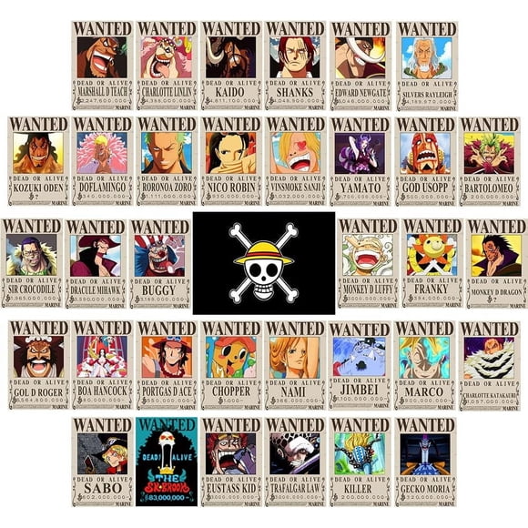 Anime One Piece Wanted Posters 30×21cm, New Edition, Zoro, Sanji, Luffy 1.5Billion, a Set of 25PCS… (35PCS)
