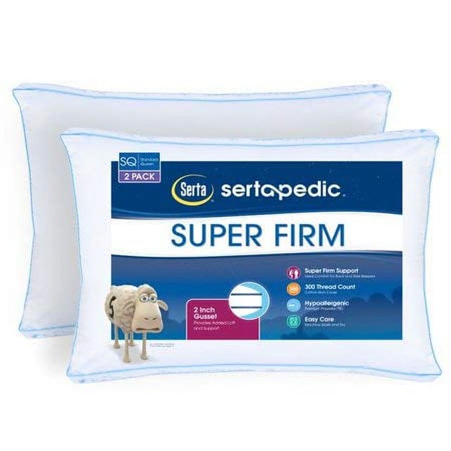 Sertapedic Oreillers de Lit Confortables Super Fermes, Ensemble de 2 (Très Grand)