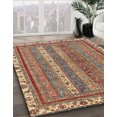 thumbnail image 2 of Ahgly Company Tapis d'Intérieur Carrés Abstraits Brun Rouge, Tapis de Zone Abstraits, 5 Pieds Carré, 2 of 6