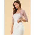 thumbnail image 4 of INSPIRE CHIC Women's Elegant Ruffle Collar Front 3/4 Sleeve Lace Shrug Top, 4 of 6