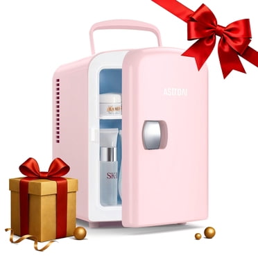 AstroAI Mini Fridge, 4 Liter/6 Can AC/DC Portable Electric Cooler Refrigerators for Skincare, Beverage, Home and Car, Pink