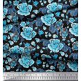 thumbnail image 2 of Soimoi Green polyester Crepe Fabric Leaves & Floral Decor Fabric Printed BTY 52 Inch Wide, 2 of 3