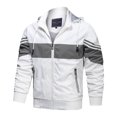 thumbnail image 1 of Qertyioot Men's Contrasting Color Hooded Zipper Casual Warm Windproof Pocket Motorcycle Jacket, 1 of 8