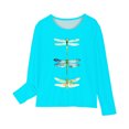 thumbnail image 4 of RXIRUCGD Chemises à Manches Longues pour Filles, Col Rond Mignon, Blouses Décontractées Élégantes (Bleu Clair, Taille:9 Ans), 4 of 5
