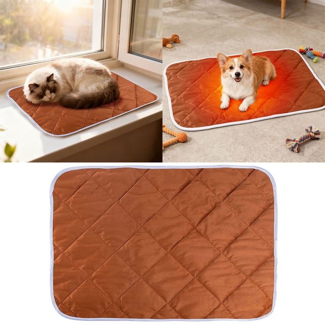 Lit Chauffant pour Animaux Auto-Chauffant avec Coussin Thermique pour Utilisation Intérieure et Extérieure avec Design d'Isolation Confortable