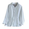 thumbnail image 1 of MeetoTime Womens Pajama Top Fall Winter Striped V-neck Button Long Sleeved Bottoming Shirt Home Clothes, 1 of 4