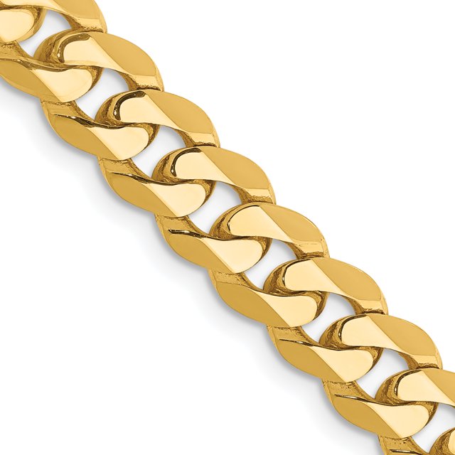 14k Yellow Gold 20 Inch 7.25mm Curb Chain Necklace Pendant Charm Beveled