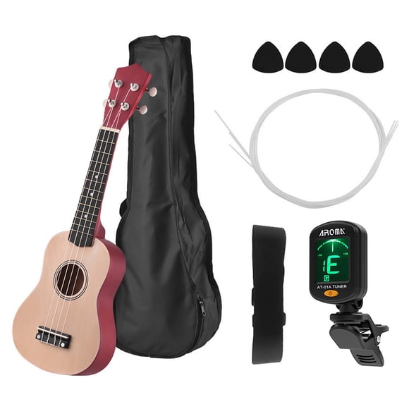 Ukulélé Soprano Acoustique Coloré de 21 Pouces, Kit Ukulélé Ukulele Uku, Bois de Bass avec Sac de Transport, Sangle Uku, Cordes, Pics, Accordeur