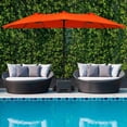 thumbnail image 4 of Costway Parasol de Marché à DEL Solaires Double Face de 15 Pi pour Patio avec Manivelle et Base, Orange, 4 of 9