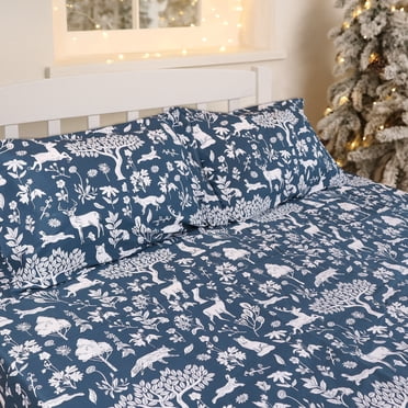Gogreen 100% Cotton Christmas Sheet Set Full Size, Christmas Classical, 3PC Set, Breathable Bed Sheet for Hot Sleeper and Night Sweats, Deep Pocket Up to 16 Inches
