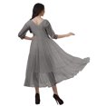 thumbnail image 3 of Moomaya Robe Maxi à Étages à Col en V Boutonnée pour Femmes, Robe de Soirée, 3 of 6