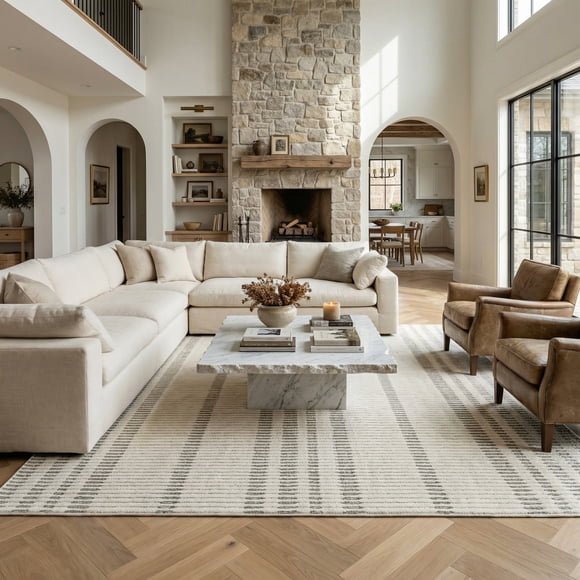 Rug Branch Maise Abstract Indoor Outdoor Area Rug, Cream Beige, Modern - Entryway, Hallway, Bathroom, and Kitchen