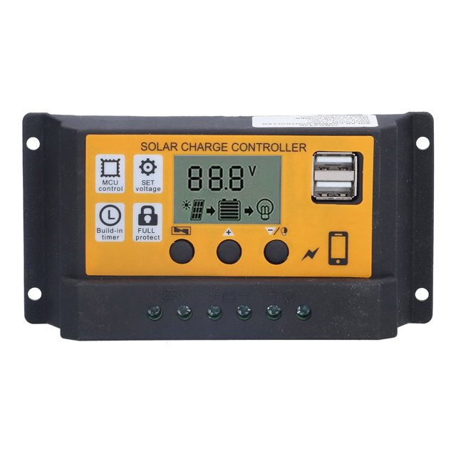 ANGGREK Régulateur de Charge Solaire Régulateur de Charge Photovoltaïque 12V 24V Adaptatif pour Système d'Alimentation