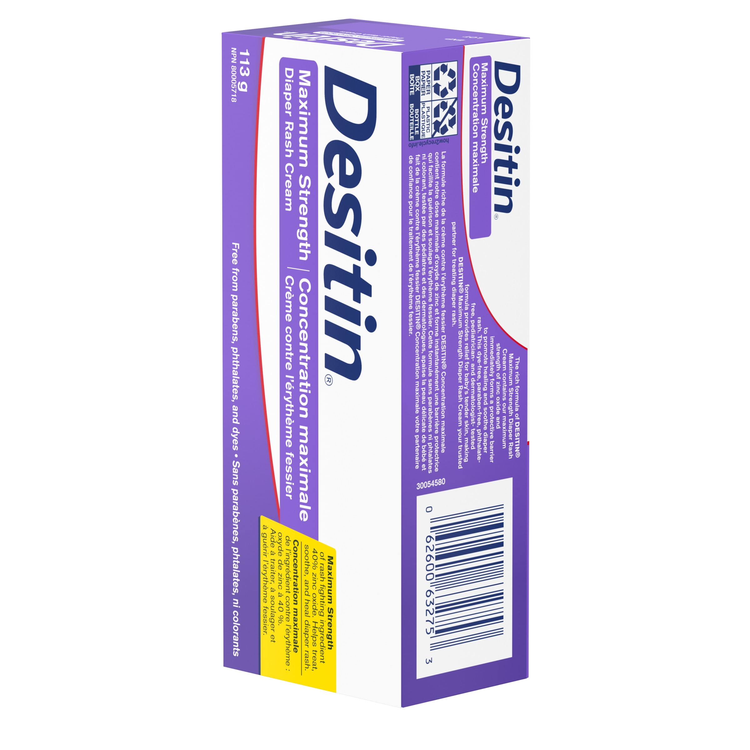 Desitin Maximum Strength Baby Diaper Rash Cream, 40% Zinc Oxide to Help Treat, Heal, and Prevent Diaper Rash, Hypoallergenic, Phthalate- & Paraben-Free Paste, 113 g