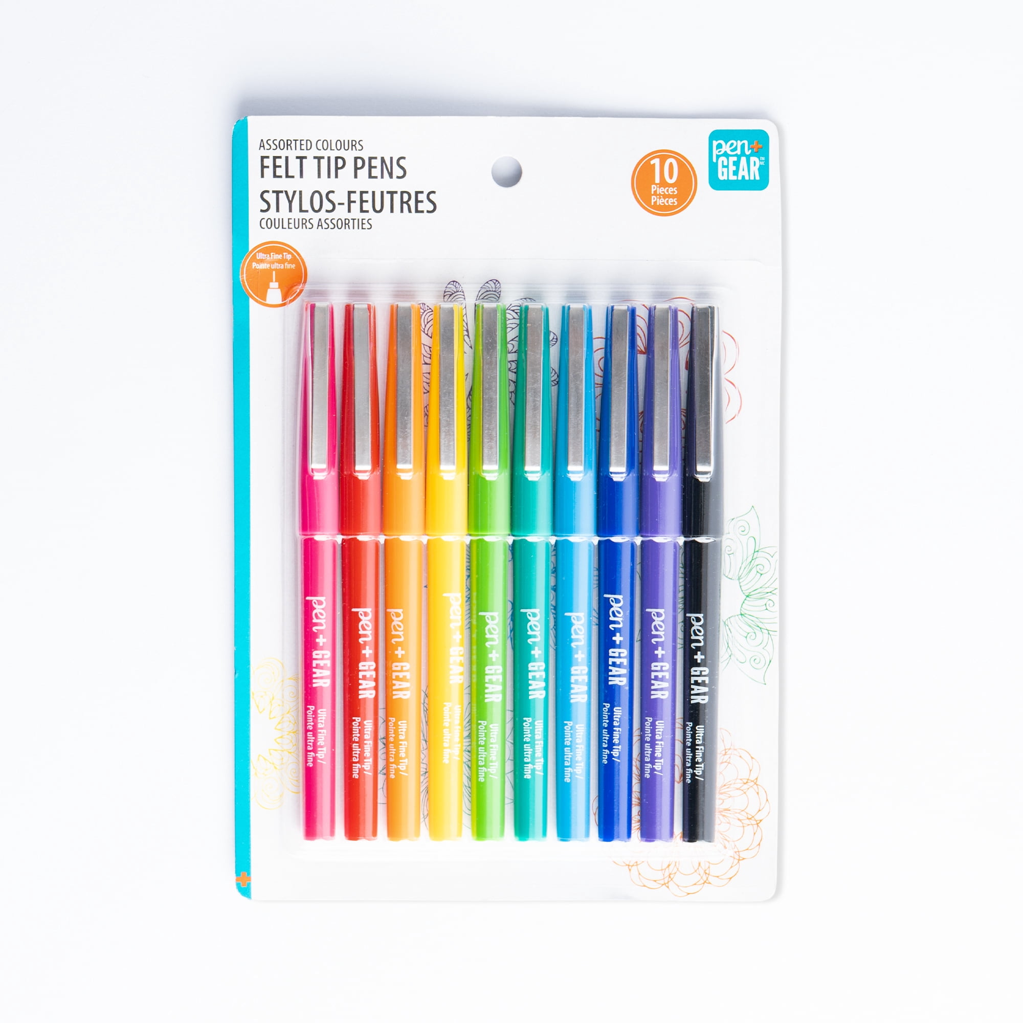 Pen+Gear , 10 Count, Felt Tip Pen,  ultra fine Tip, non Toxic, Assorted Colors, Conform to ASTM D 4236