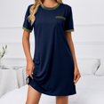 thumbnail image 3 of Robe T-Shirt Femme Femmes Manches Courtes Couleur Unie Coupe Ample T-Shirt Col Rond Robe de Pyjama Robe T-Shirt pour Femmes Robe T-Shirt pour Femmes T-Shirts pour Femmes Mode, 3 of 6