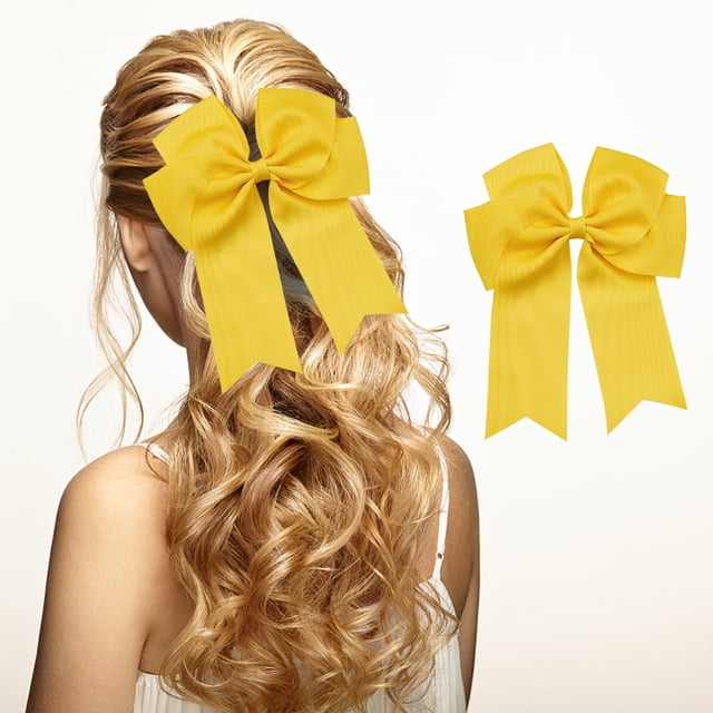 Iumwxz 6-inch Ribbed Satin Fishtail Double Layered Ribbon Bow Hair Clip For Children's Hair Accessories Hair Clip