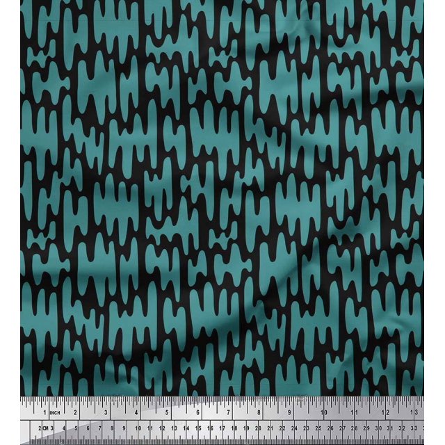 Soimoi Black Poly Georgette Fabric Liquid Drip Abstract Decor Fabric Printed Yard 52 Inch Wide