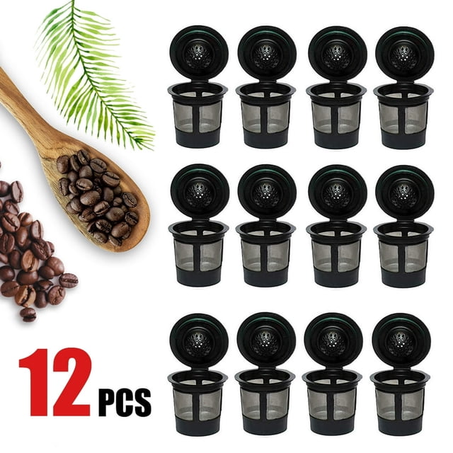 12 PCS Reusable K Cups For 2.0 and 1.0 Brewers Fit For Easy To Use Refillable Single Cup Coffee Filters - Eco Friendly Stainless Steel Mesh Filter