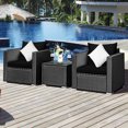 thumbnail image 1 of Costway 3PCS Patio Rattan Wicker Furniture Set Sofa Table W/Cushion Yard Black, 1 of 10