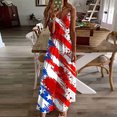 thumbnail image 1 of Fridja Liquidation T-Shirts du 4 Juillet pour Robes d'Été pour Femmes Imprimé Sans Manches Col Rond Robe Décontractée Robes pour le Camping (Rouge, G), 1 of 5
