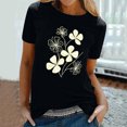 thumbnail image 2 of KIHOUT Nouveau Haut de Mode d'Été pour Femmes 2025, T-Shirt à Manches Courtes à Col Rond Décontracté à Imprimé Floral Noir P, 2 of 5