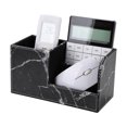 thumbnail image 3 of KINGFOM Multifunctional PU Leather Desk Organizer Pen Holder Brush Pot Pen Container Home School Office Stationery Storage Box Office Suppllies Business Cards Remote Control Pencil Holder Black Marble, 3 of 9