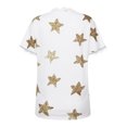 thumbnail image 3 of T-Shirts d'Été pour Femmes Col en V Imprimé Étoile Manches Courtes Dentelle Patchwork Blouse, 3 of 9