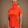 thumbnail image 2 of BiZtdJrK T-Shirt de Base de Protection Solaire pour Femme avec Masque Facial à Manches Courtes Confortable et Léger T-Shirts Pêche Randonnée Tenues de Plein Air Rouge TG Cadeaux de la Fête des Mères, 2 of 8