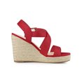 thumbnail image 3 of BLISSFUL STEP Chaussures pour Femmes Sandales Compensées Espadrilles à Bride Cheville Croisée Rouge 7, 3 of 7