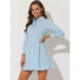 thumbnail image 2 of INSPIRE CHIC Robe pour Femme Manches Longues Col Rabattu Boutonnée Robe Chemise Mini à Fleurs Bleu TG, 2 of 4