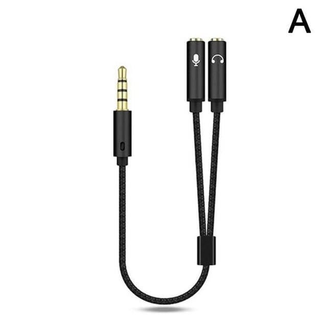 3.5mm Headset Adapter Y-Splitter Jack Cable w/ Separate and Mic Headphone Audio C0K3