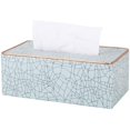 thumbnail image 1 of ORUYROP Leather Tissue Box Holder-Waterproof Rectangular Tissue Box Cover Vintage Napkin Paper Holder for Home,Office&Car Decor (Sky Blue+Golden Rim), 1 of 2