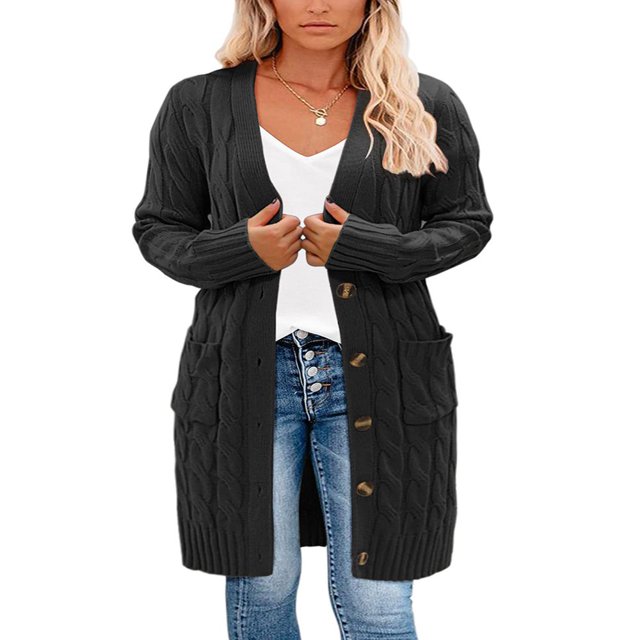MesaSe Womens Long Sleeve Cable Knit Cardigan Sweaters Open Front Fall Outwear Coat