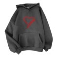 thumbnail image 4 of WZXFASHION Women's Solid Color Long Sleeved Love Printed Hooded Sweater Clearance Sales Today Deals Prime oversized pullover sweater, 4 of 4
