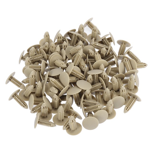 Unique Bargains 100 x 6mm Hole Plastic Rivets Fastener Push Clips Khaki for Car Auto Fender