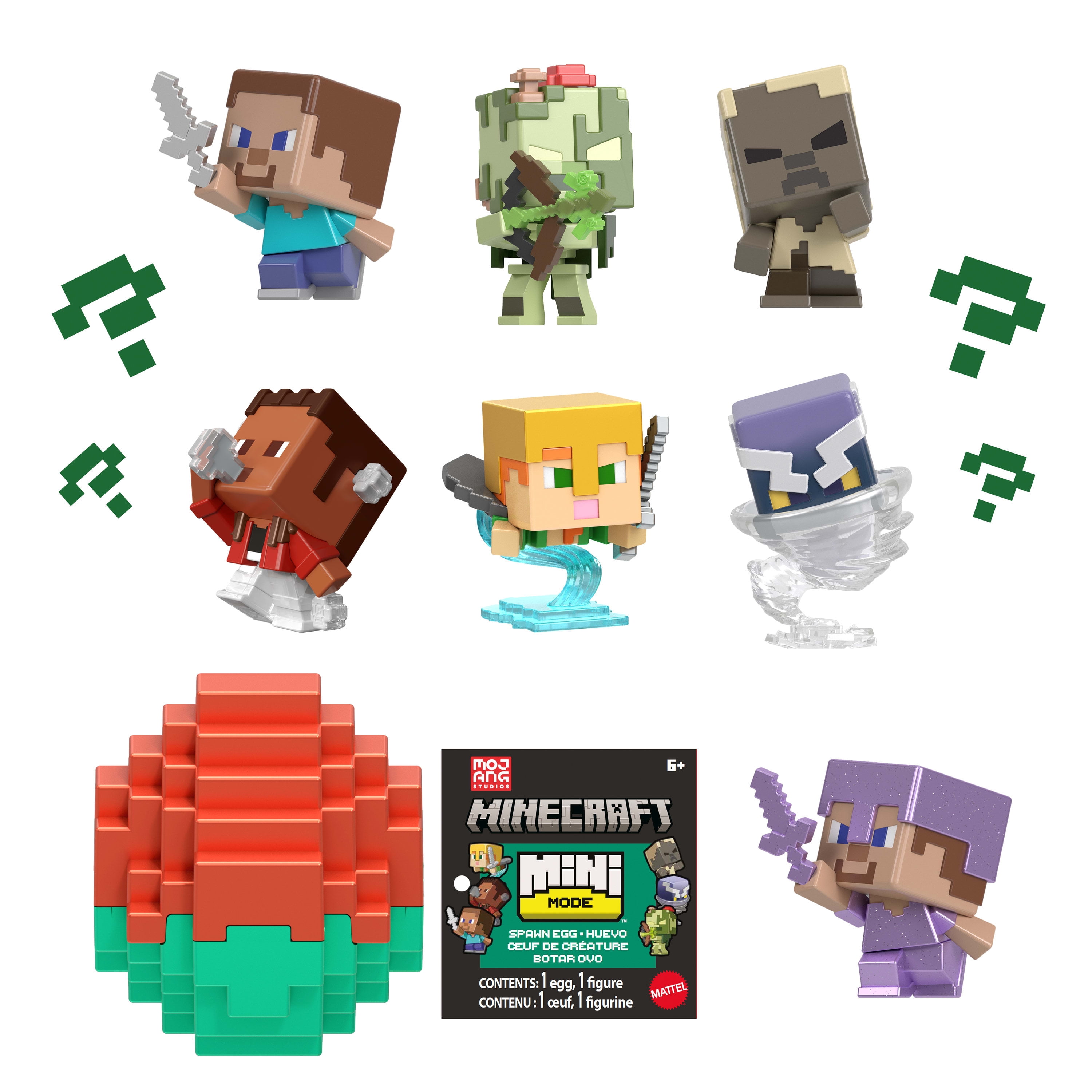 Minecraft-Mini-Mode-Spawn-Egg-with-Surprise-Mini-Figure,-1.5-inch-Collectible-Toy,-Heroic-Steve