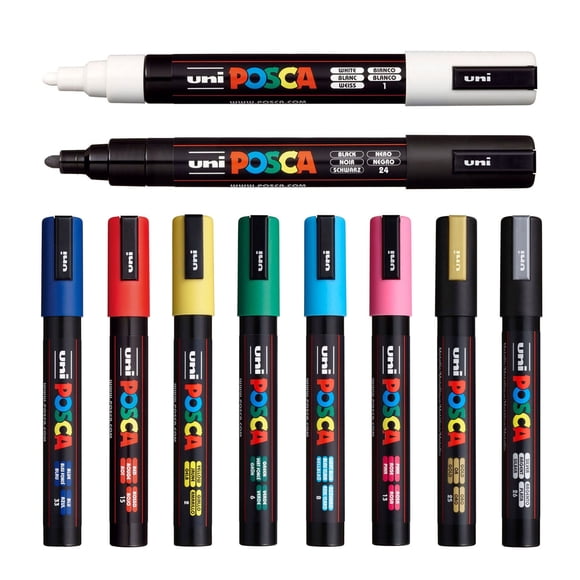 POSCA PC-5M Marqueur Stylo Marqueur de Peinture - Lot de 10 Couleurs
