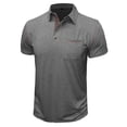 thumbnail image 2 of FAIWAD Men's Short Sleeve Shirts Lapel Button Down Tops Stretch Breathable Pullover Tops with Pocket, 2 of 5