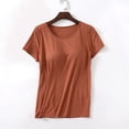 thumbnail image 2 of Timegard Hauts d'Été pour Femmes avec Soutien-Gorge Intégré Col Ras du Cou Manches Courtes Tenue de Détente Pyjama Doux Décontracté T-Shirt, 2 of 7