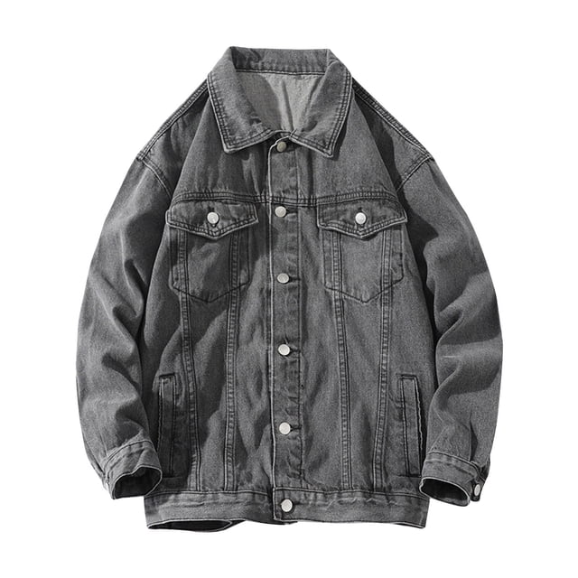 Pisexur Jean Jacket Men's Motorcycle Solid Color Button Pocket Long Sleeved Denim Jacket Denim Jacket for Men Plus Size Fall Jackets for Men
