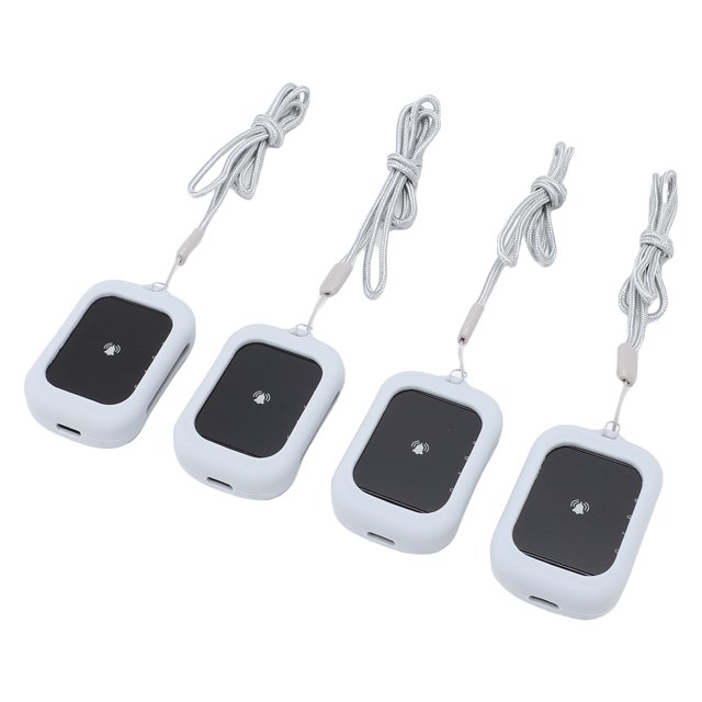 Customer Wireless Calling System, 3 Prompt Mode 800M Long Range 4 Receivers Waterproofing Restaurant Pager System for Coffee Shop Pink,Blue,Gray