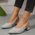 thumbnail image 4 of RXMEKW Rhinestone Slingback Pumps for Women, Pointed Toe Low Block Heel Sandals with Elastic Strap for Wedding, Cocktail Party, and Formal Events in Black, Champagne, and Silver, 4 of 9