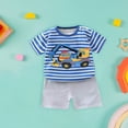 thumbnail image 2 of PMVFHDE Ensemble T-Shirt à Manches Courtes et Shorts Imprimé Dessin Animé pour Garçons, Col Rond Mignon avec Pantalon Assorti Tenue Décontractée pour Temps Chaud 2 Pcs Z25024D-Q, 4-5 Ans, 2 of 5