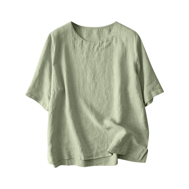 Yuyuzo Hauts pour Femmes Manches Courtes Col Rond Blouses Décontractées Confortables Tuniques Amples