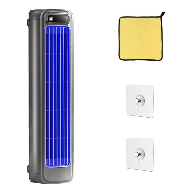 Portable Tower Fan - Rechargeable Battery Operated, Desktop Air Cooler, Silent Operation, Compact Space Saving Design, Gray, JKODE